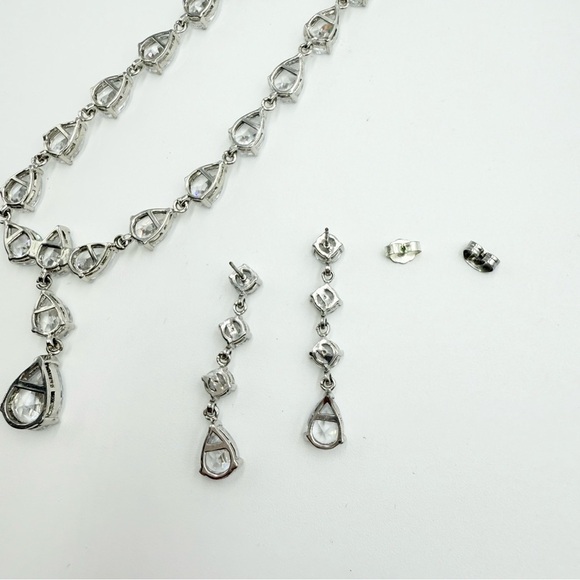 Rhodium-Plated Cubic Zirconia Necklace Earring Sets - Picture 8 of 11